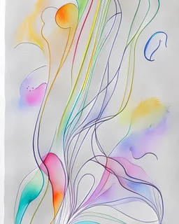 Abstract watercolour paper with sketchy pencil outlines