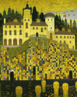 A haunted castle painted by Gustav Klimt