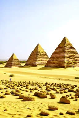 Sudan, small pyramids, tourists