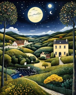 Nocturnal picturesque scenery patchwork by Dee Nickerson, Catherine Abel, nocturnal Modifiers: elegant dof fantasy intricate very attractive beautiful high detail dynamic lighting fantastic view high definition crisp quality colourful very cute cinematic postprocessing SALVADOR DALI Shrink to fit