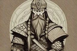 simple dramatic norse mythology drawing of tyr facing forward