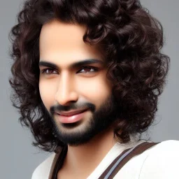 Rishi, male, dark brown eyes, darkest brown mid length curly hair, real human face, ultra high resolution