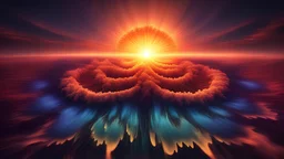 precise fine detailed modern MANDELBROT style OF a sunset. AMAZE ME. Cinematic rgb lighting,