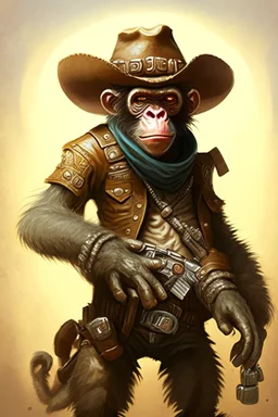 bounty hunter monkey cowboy with 2 pistols