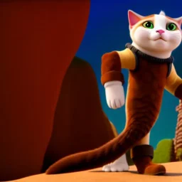 retrato cuerpo entero Gato con Botas dreamworks style 8k