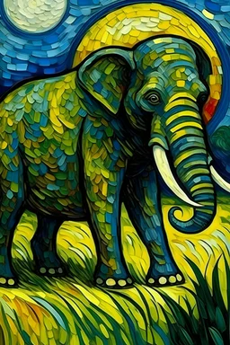 Um elefante risonho do Van Gogh