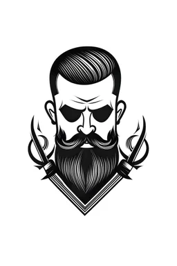 Logo, men's Barber ,scissors, skeleton, beard, mustache,SIMPLE