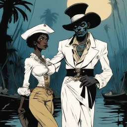 [art by Hugo Pratt and Corto Maltese] the sailor girl dealing with Baron Samedi in the Bayou