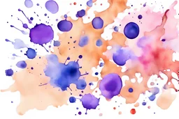 purpure spot and splashes of watercolor paint on a white background