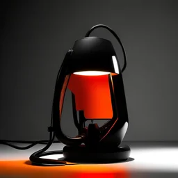 Mechanic light lamp that inspired form by architecture Vessel, sleek and modern design , black and orange color scheme