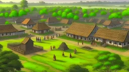 A picture of the village atmosphere during the Majapahit Empire in the early afternoon