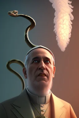 pope as a snake, volumetric smoke, 4k, trending art, depth of field, radiosity