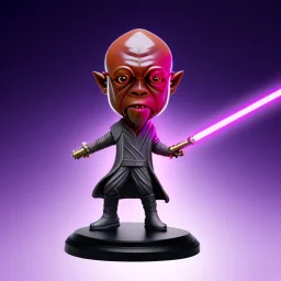 Bald Plastic mace windu purple jedi bobblehead with boots and gloves