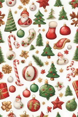closeup of just 20 nails painted with simple Christmas motifs so you can paint on one nail. It should not have very small details. photographic and realistic image. that the image does not contain shine and the drawings are well defined so that they can be copied and painted on a nail