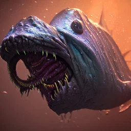 fluid ink angler fish creature, unreal engine 5, 8k resolution, photorealistic, ultra detailed