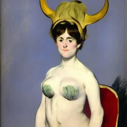 A woman with horns by manet