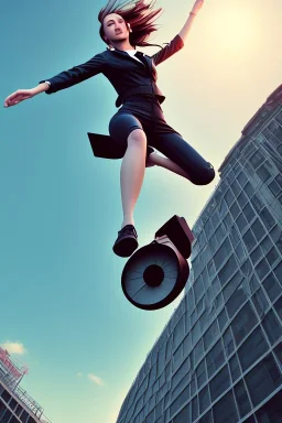 Girl jumping off a building