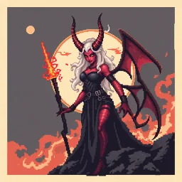 16 bit pixelart of demonic woman