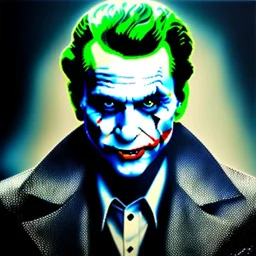 joker, Ultra detailed fullbody Portrait in oil on canvas of Dweller-in-Darkness Villain with Armor,intense stare,extremely detailed digital painting, extremely detailed face,crystal clear Big eyes, mystical colors ,perfectly centered image, perfect composition, rim light, beautiful lighting,masterpiece,8k, stunning scene, raytracing, anatomically correct, in the style of robert e howard and Ken Kelley and Ohrai Noriyoshi and Simon Bisley and tomzj1