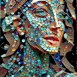 3d-mosaic-quilling of a beautiful lady, collage-art, puzzle-art, rococo, kinetic art, kinetic sculpture, kinetic pointillism, wool Modifiers: award winning crisp quality SALVADOR DALI Jean Baptiste Monge Yossi Kotler cartin welz stein @pimpam