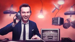 portrait animateur radio fou présentant son emission, hard rock