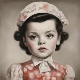 1970s, Judy garland, little girl,in the style of Margaret Keane