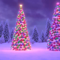 christmas tree made out of candy cones, 4k, 8k, highly detailed, cinematic, ultra photorealistic, ultra realistic, volumetric lighting