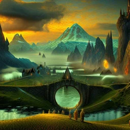 Epic Drawing of mordor scenery of The Hobbit estilo Van Gogh 4k