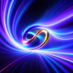 infinity symbol brightly coloured ∞ moving at warp speed, colours from infinity flowing through image with speed, DSLR with a 80mm lens, set to f/16 and a slow shutter speed of 1/15s, striking, chiaroscuro, dramatic, captivating, powerful, fantasy, beautiful, octane render, 16k post-production, artstation: award-winning: atmospheric: commanding: fantastical: clarity: ultra quality: striking: brilliance: stunning colors: amazing depth; lens: f/11, 35mm