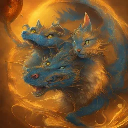 cat, dragon, stars, sunny, waves