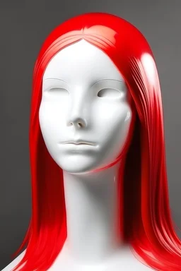 White rubber face with rubber effect in all face with red sponge rubber effect long hair