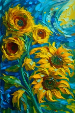 flower acrylic painting inspire by vincent van gogh