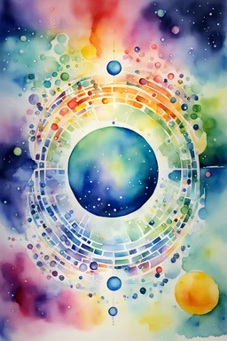 Daily Theme: Quantum Qietude; Watercolor, The conception of the babay, microscopic quantum particles, DNA, molecular leve, Calmness in Action.