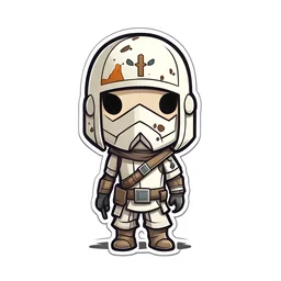 sticker, Star Wars, chibi, dull colors, minimalism, few details, no background, white frame,