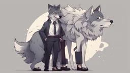 a humanized wolf that is a work assistant