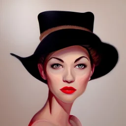 TheCatInTheHat, lady Portrait, full body, realistic painting, detailed, medium shot
