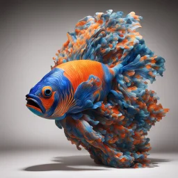 Imagine a large-scale sculpture made of your beautifully manipulated fabrics, arranged in such a way that it evokes the fluid and dynamic nature of a mandarin fish swimming.