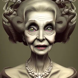 extrem tim burton style of old cruel lady stepmother, sharp focus