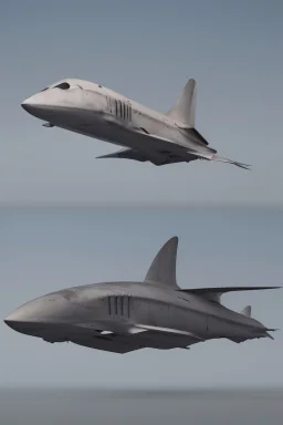 ideation aeroplane airmed inspired by shark with side view, quarter view and front view