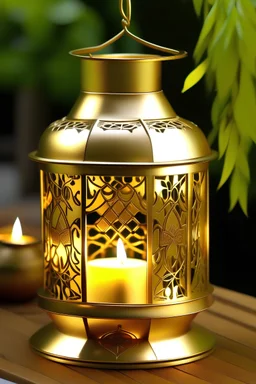 Big tin golden candle lantern