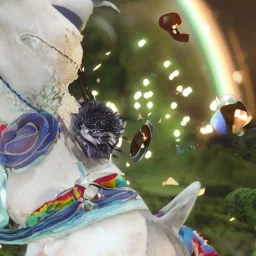 Cute kitten riding a unicorn on a rainbow unreal engine 4K