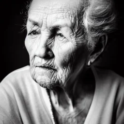 moody charcoal side profile portrait of an old woman, side on profile, studio photography, artistic black and white profile photograph, delicate, highly detailed, chiaroscuro, beautiful composition, delicate arrangement, aesthetic, soft lighting, tender