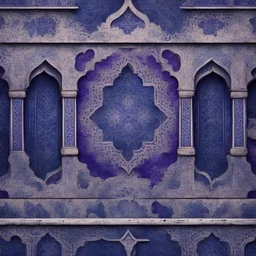 Hyper Realistic Navy-Blue & Purple Grungy-Islamic-Architectural-Pattern