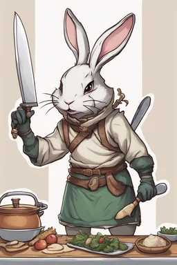 holy bunny rogue with cooking knife dnd art