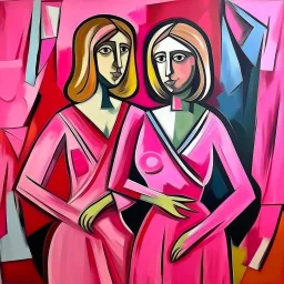 picasso 2 vrouwen roze staan realistisch