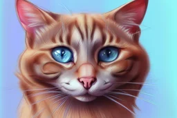 vibrant sketch, cute chibi blue eyed blonde-brown haired cat in Plitvice S<AI in sunshine, shading pastel and charcoal