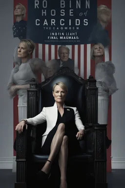 Robin Wright in The House of Cards, reimagined by industrial light and magic, sitting in the chair, final season, movie poster