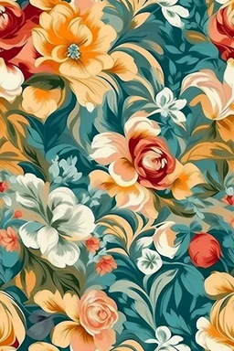 flowers floral pattern in the style of Pierre-Auguste Renoir