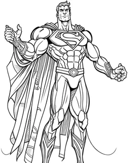 real massive Superman help, coloring page, no leaves, full body (((((white background))))), only use an outline., real style, line art, white color, clean line art, white background, Sketch style