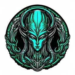 logo alien woman giger style triple color